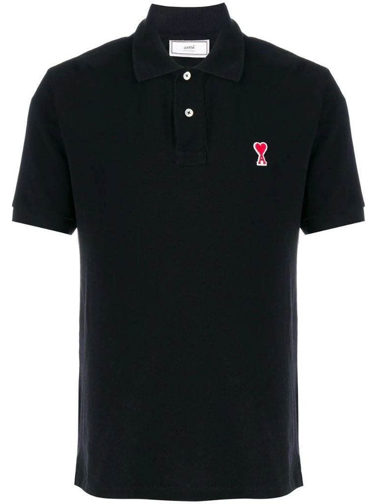 Men Short Sleeve Polo Shirt With Red Ami De Coeur Patch