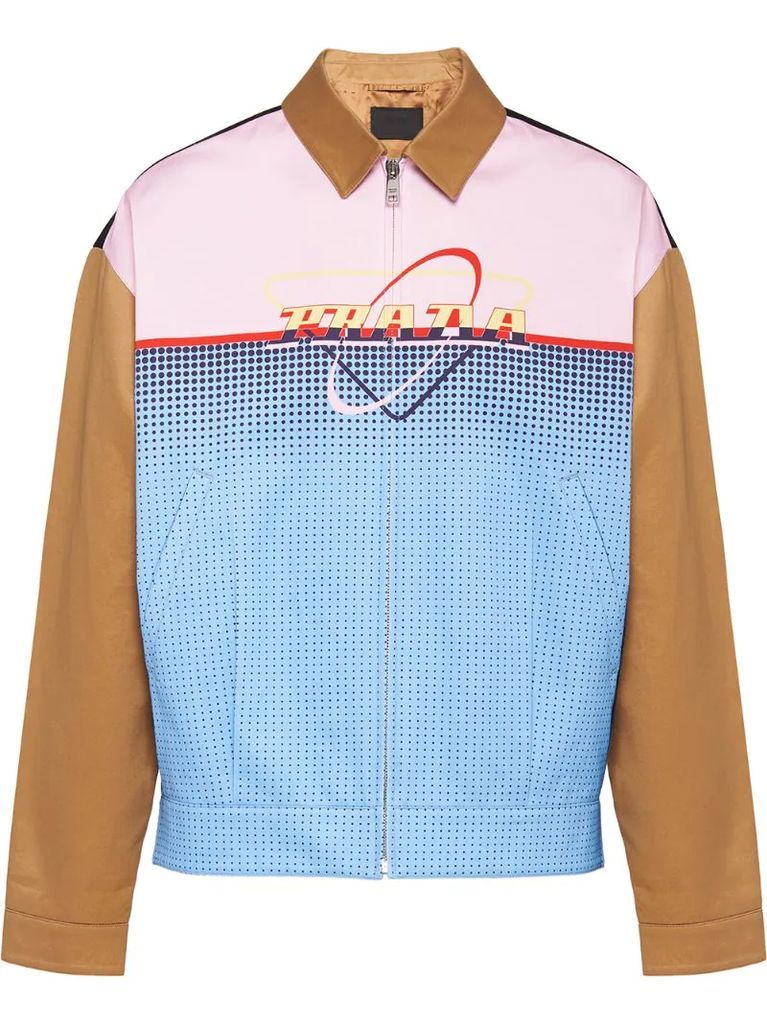 logo-print panelled shirt-jacket