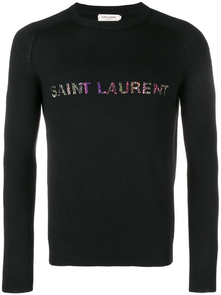 beaded logo embroidery sweater