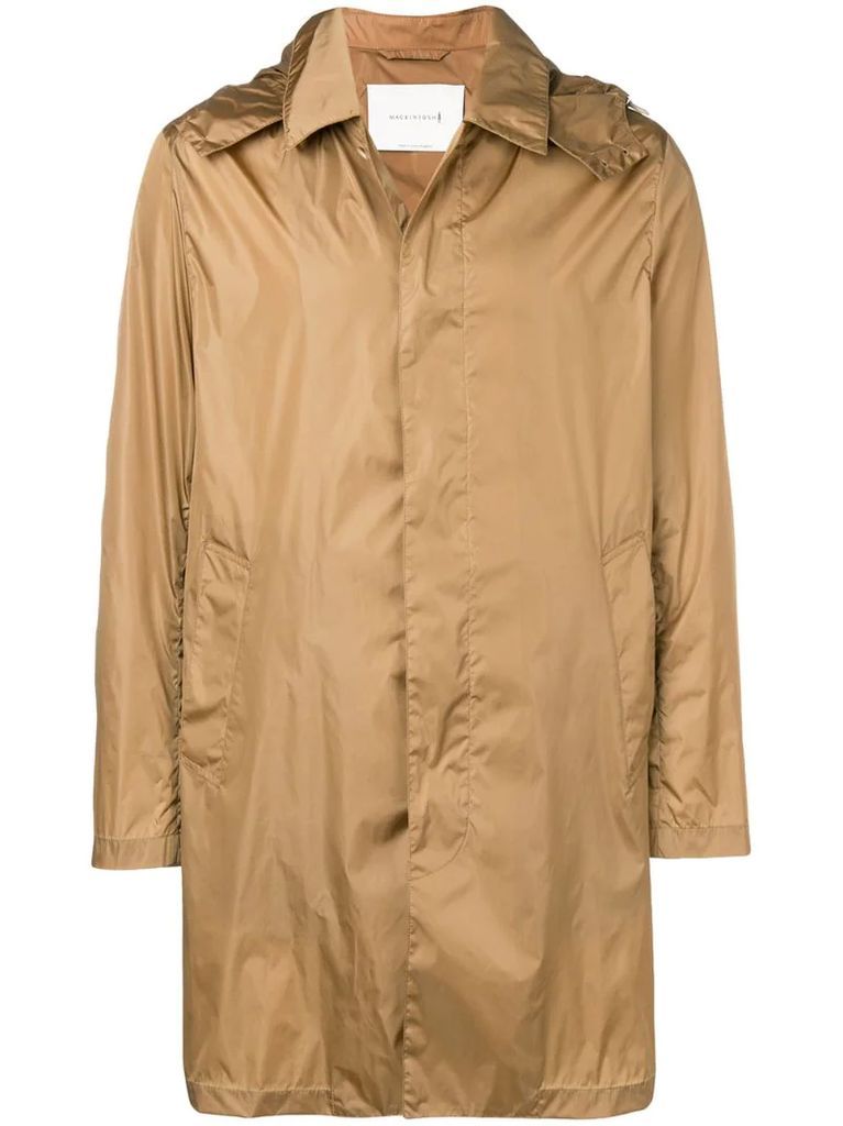 hooded midi raincoat