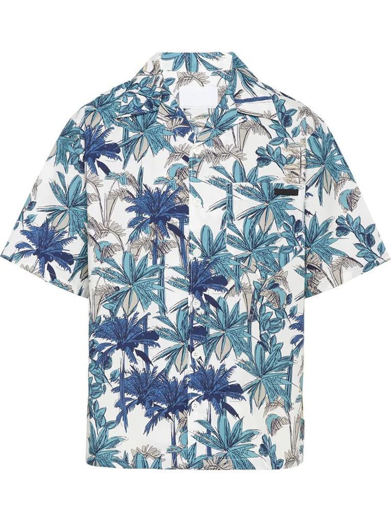palm tree print bowling shirt