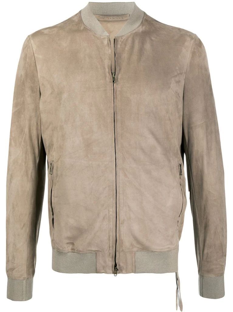 textured fitted bomber jacket