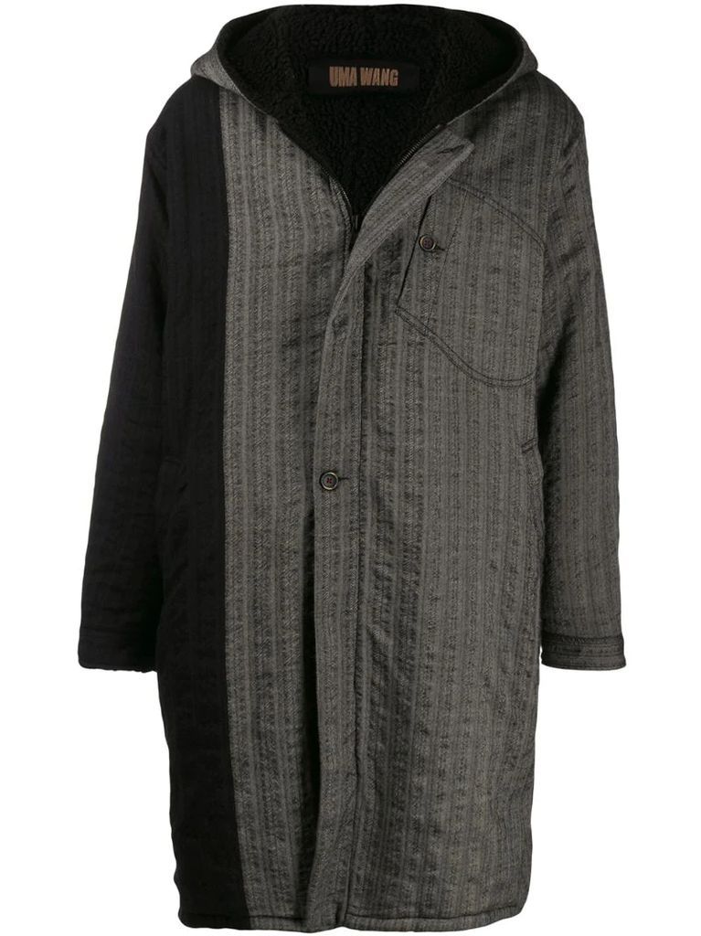 panel hooded parka coat