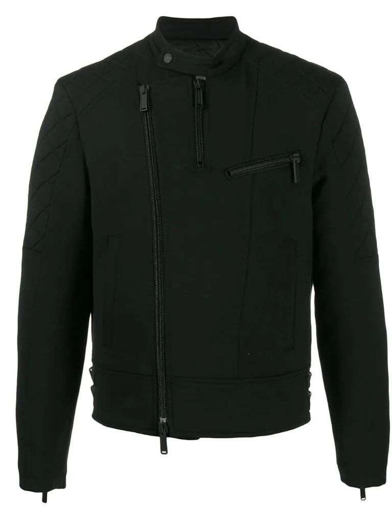 off-centre zipped biker jacket
