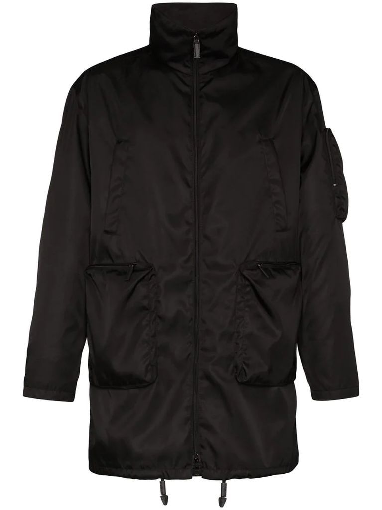 multi-pocket nylon parka coat