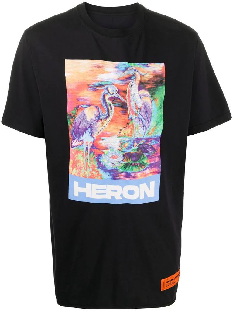 crew neck heron print T-shirt