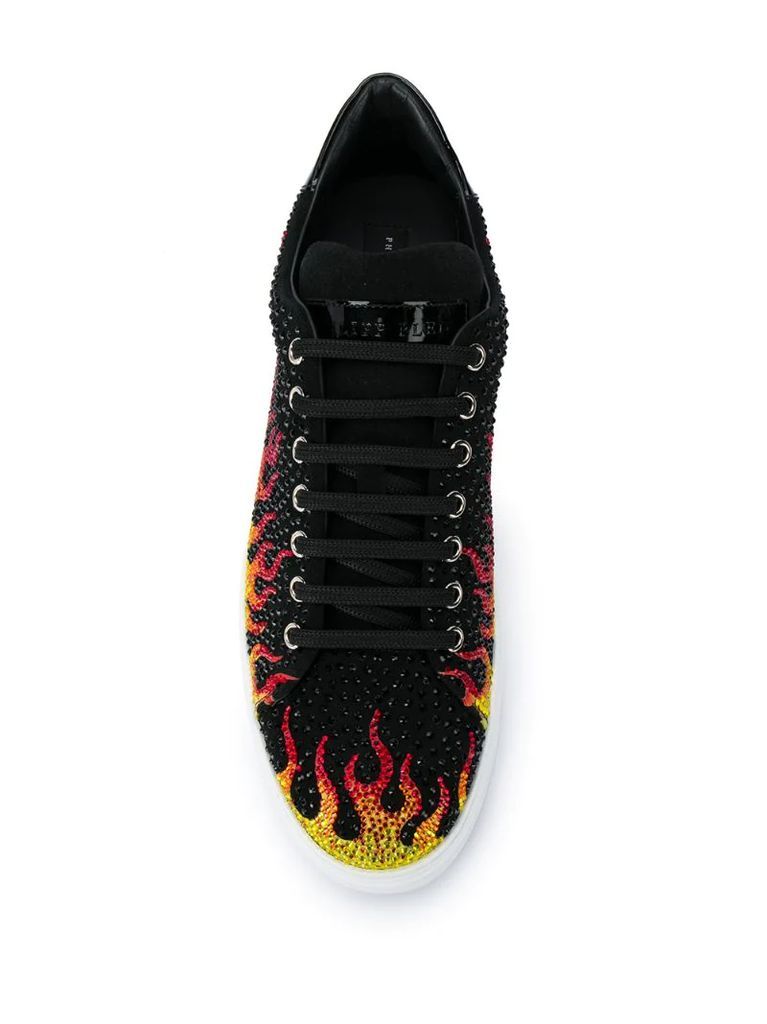crystal flame-print sneakers