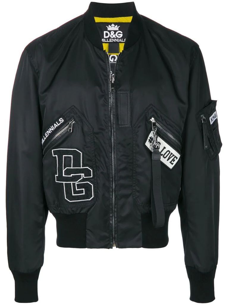 letterman rib trim bomber jacket