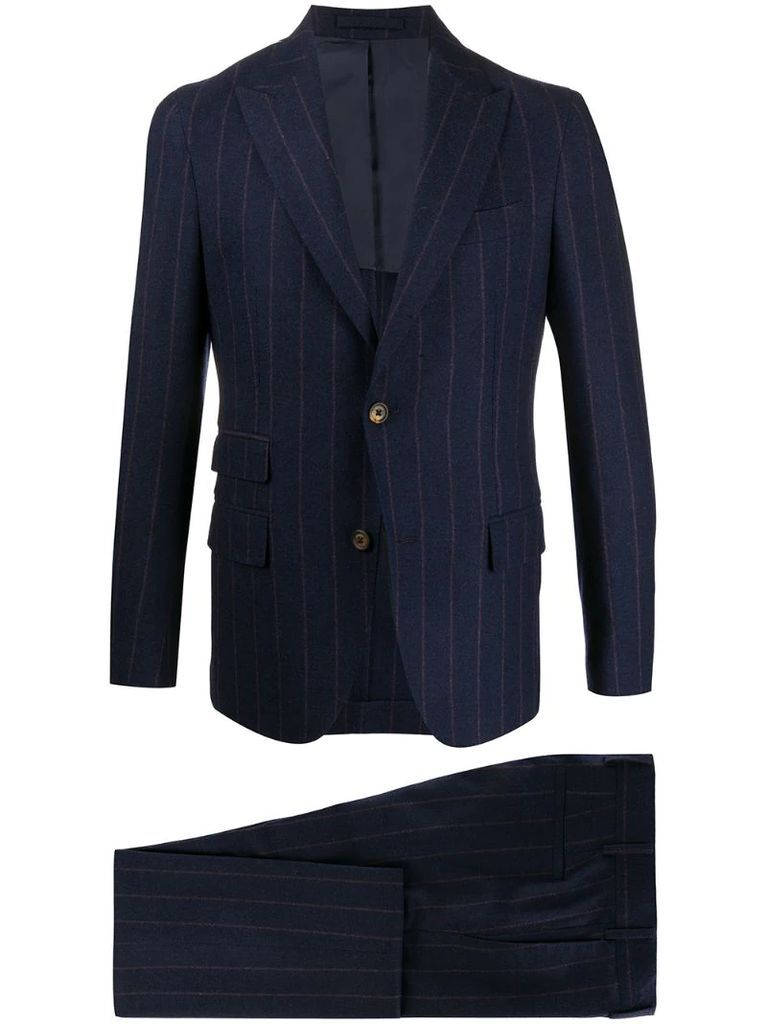 woven pinstripe single-breasted suit