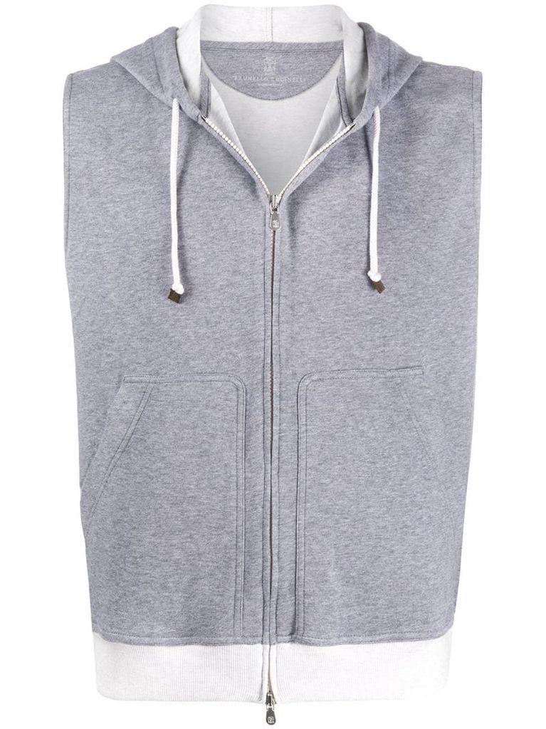 sleeveless drawstring hoodie