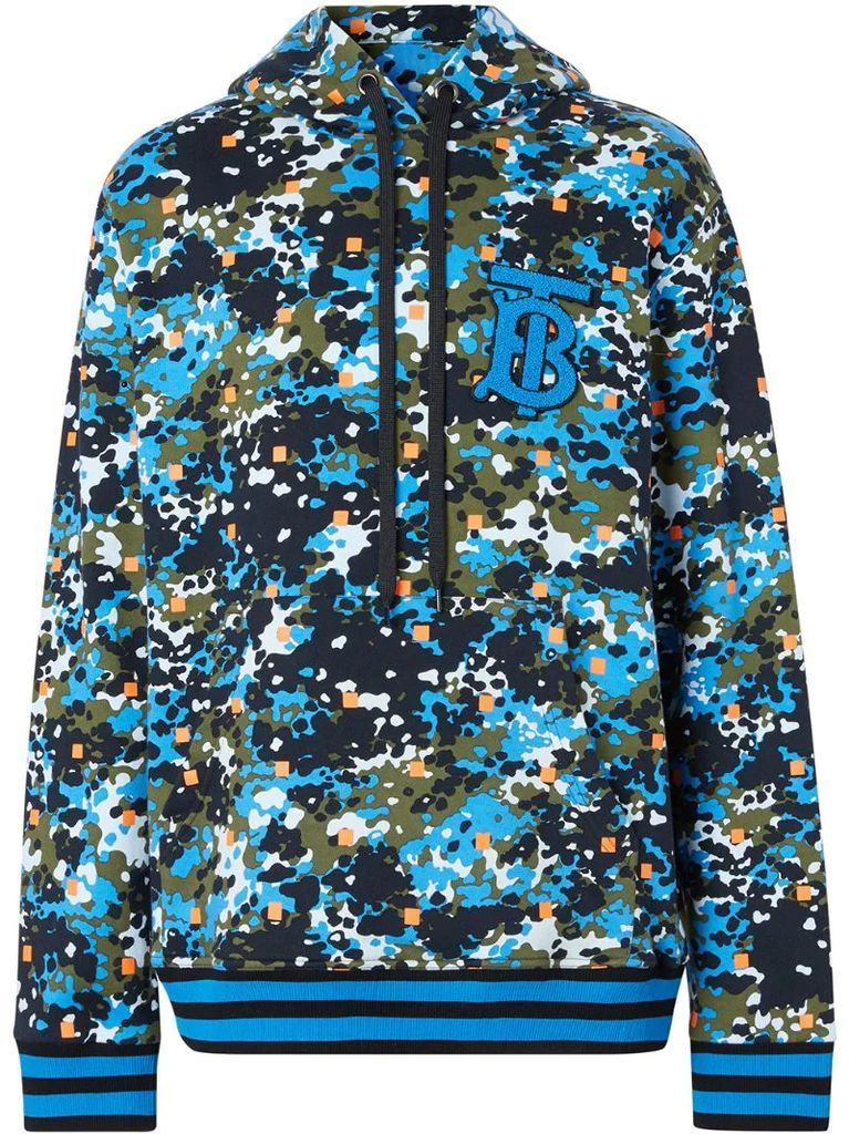 monogram motif camouflage print hoodie