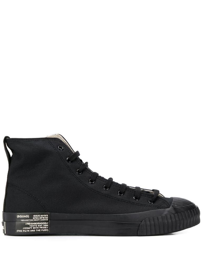 ridged toe lace-up high top sneakers