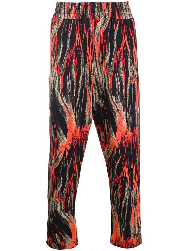 flame-print organic cotton trousers