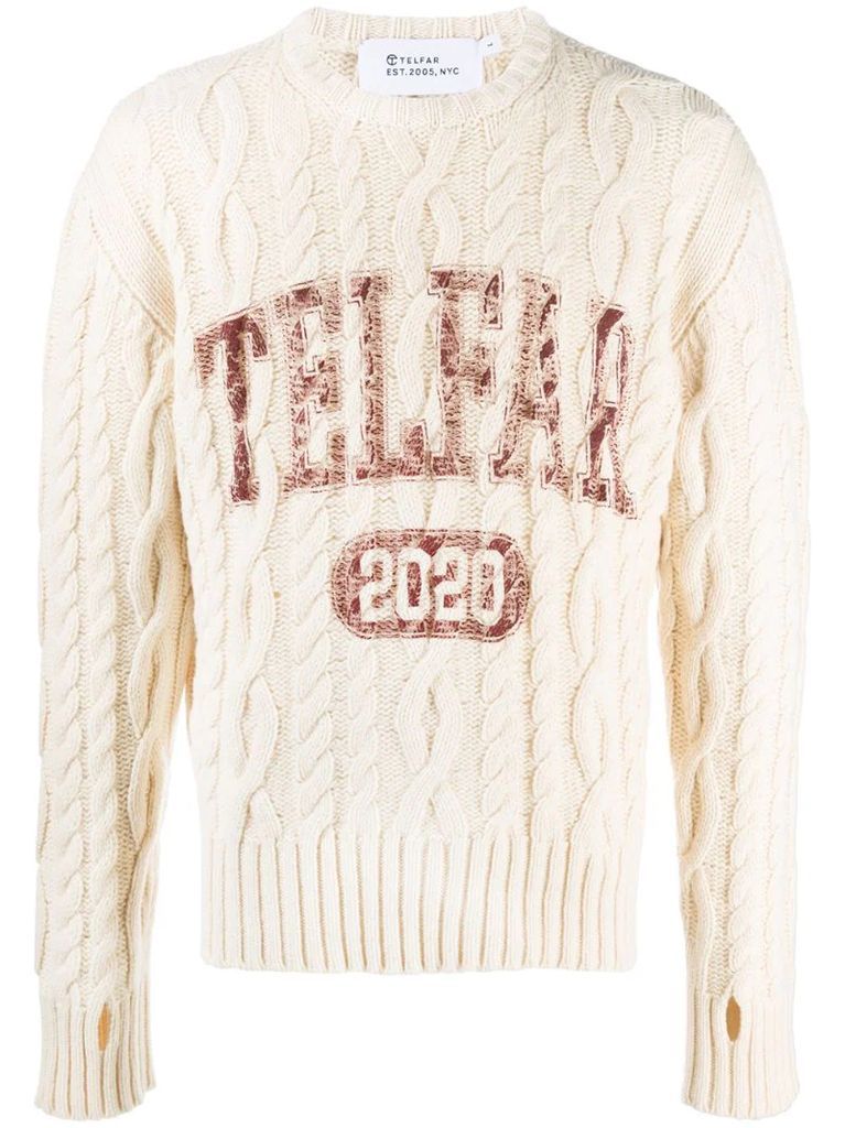 cable knit logo jumper