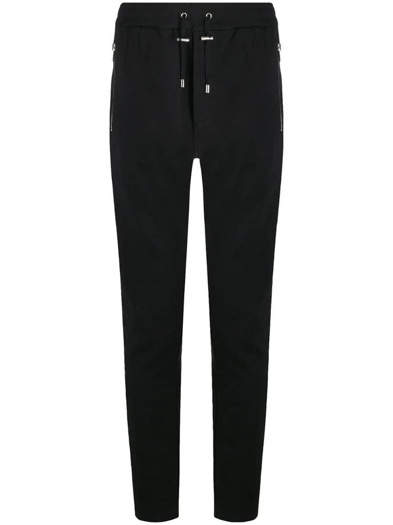 zipped cotton casual trousers