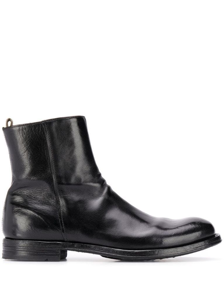 polished leather ankle boots