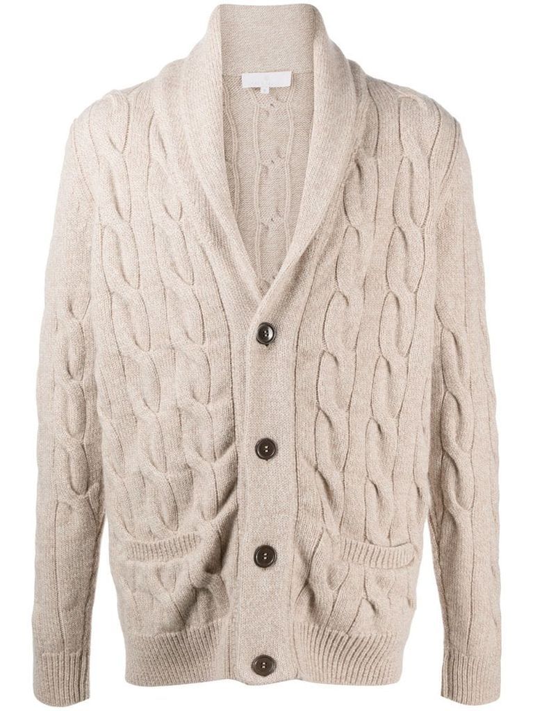 chunky cable-knit wool cardigan