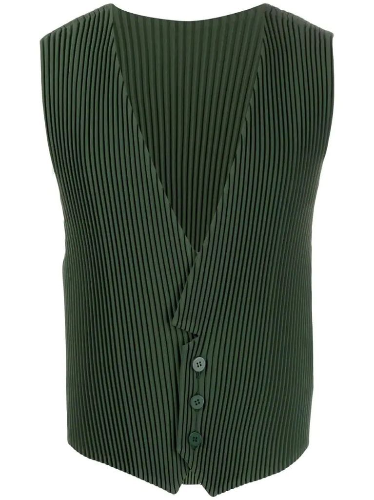 pleated button-up waistcoat