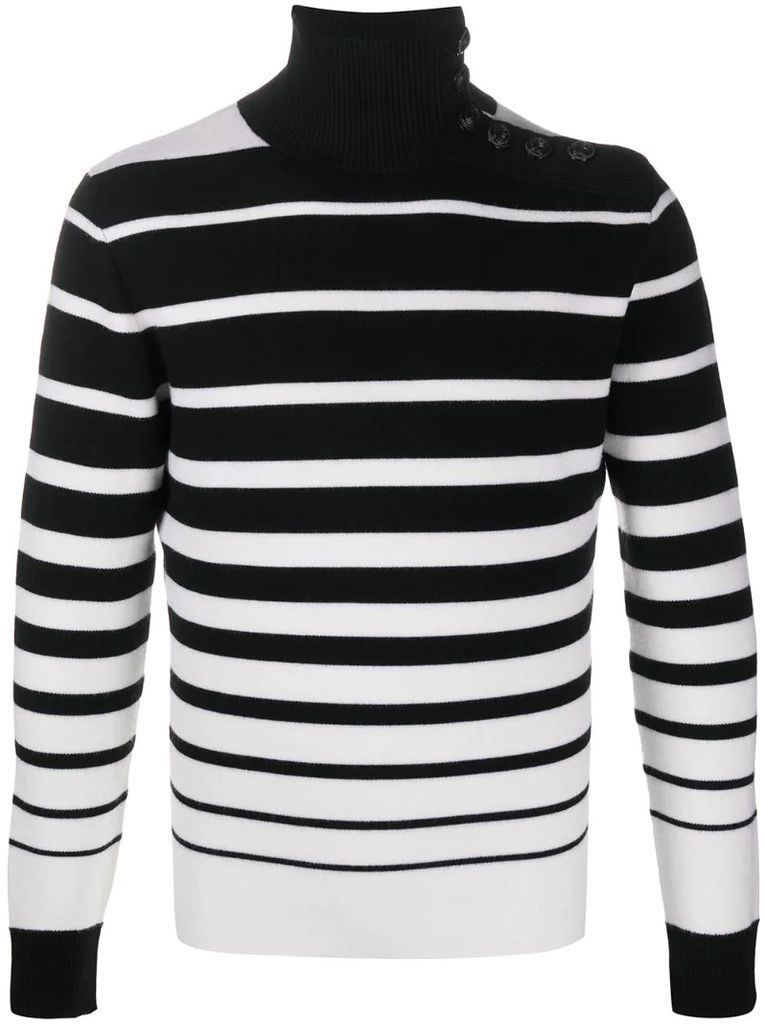 striped roll-neck sweater