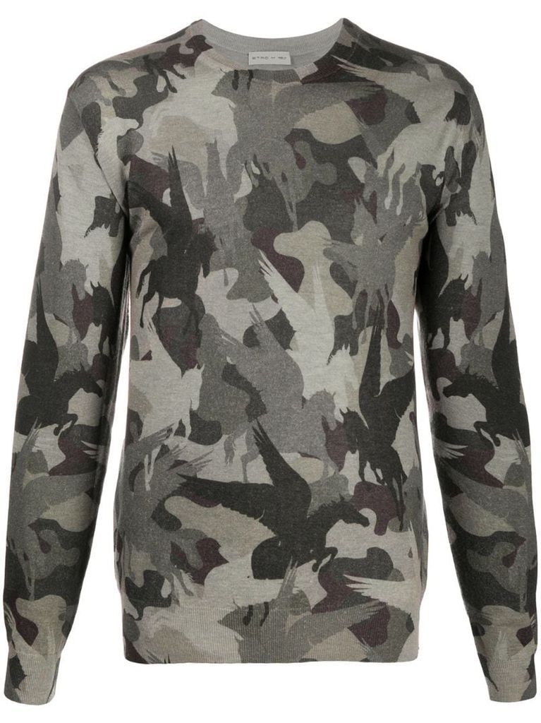 camouflage-pattern jumper