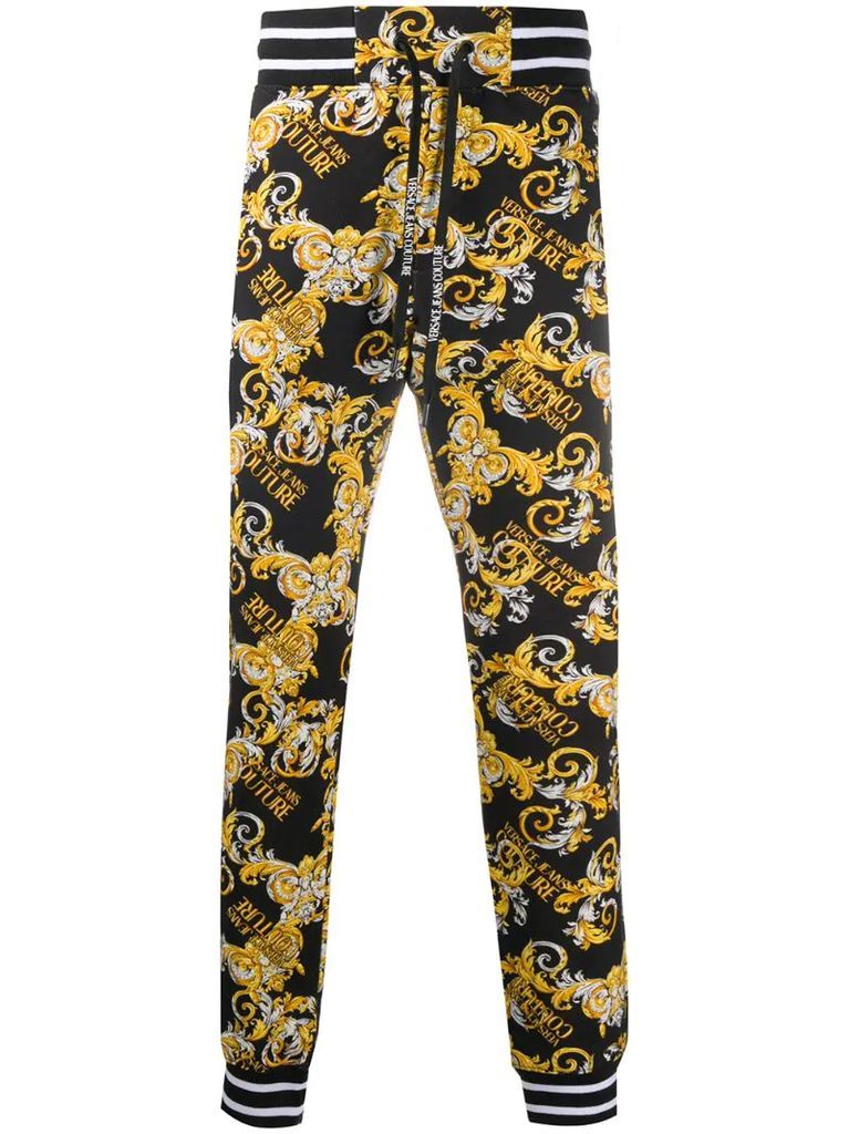 baroque-print track trousers