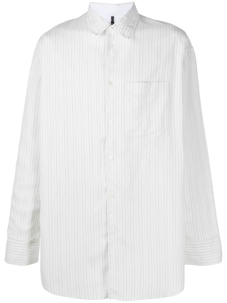 loose pinstripe button-up shirt