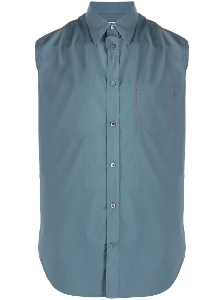 sleeveless button-down shirt