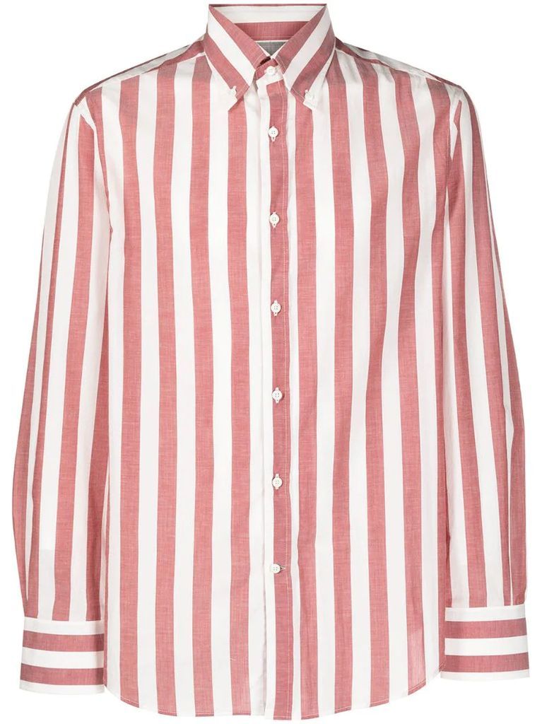 button-down collar striped shirt