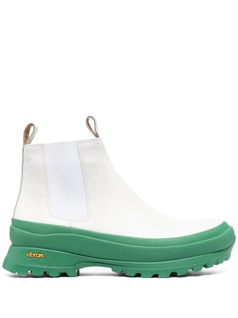 two-tone design boots