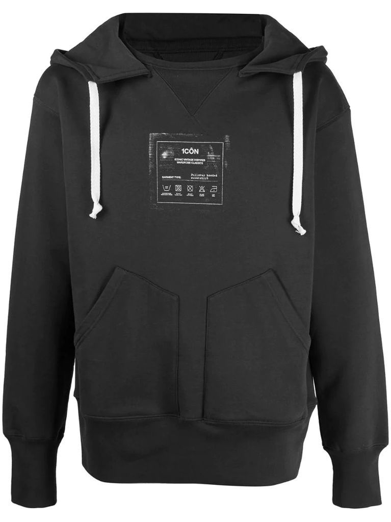 1côn print drawstring hoodie