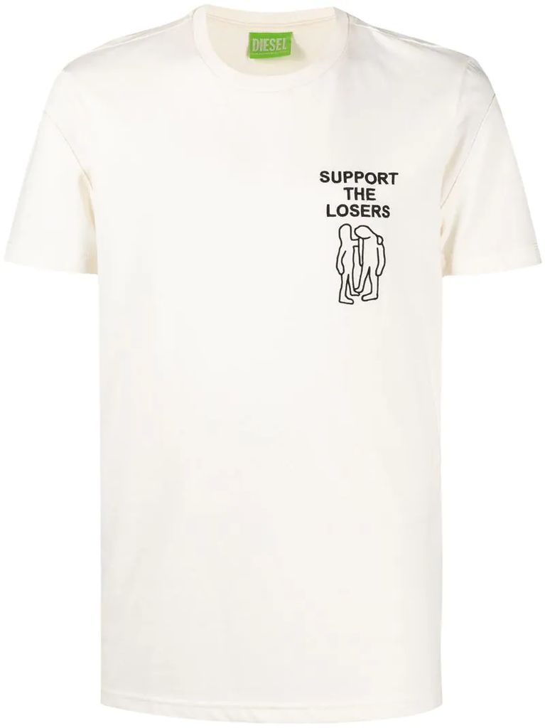 slogan-embroidered short-sleeved t-shirt