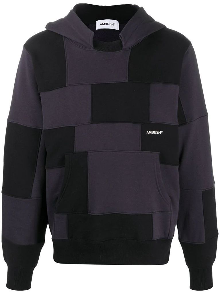 patchwork-effect hoodie