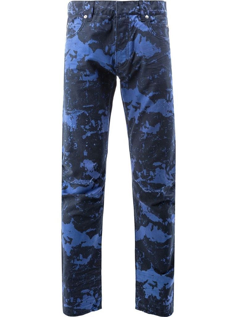 Marble print jeans