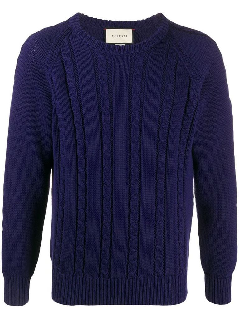 cable knit cotton crewneck jumper