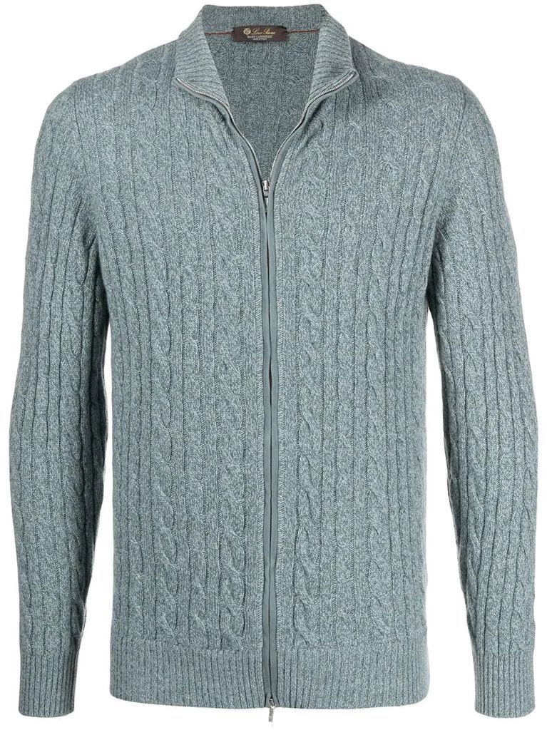 cable knit zipped jumper