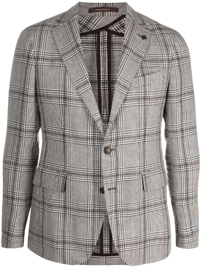 checked lightweight linen-blend blazer