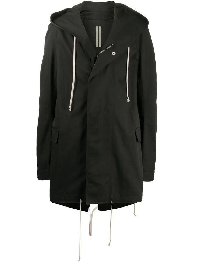 graphic print hooded coat