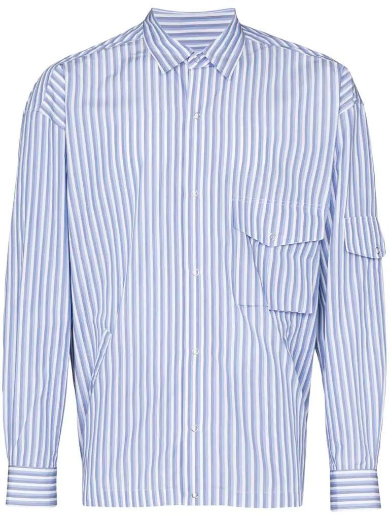 striped multi-pocket shirt