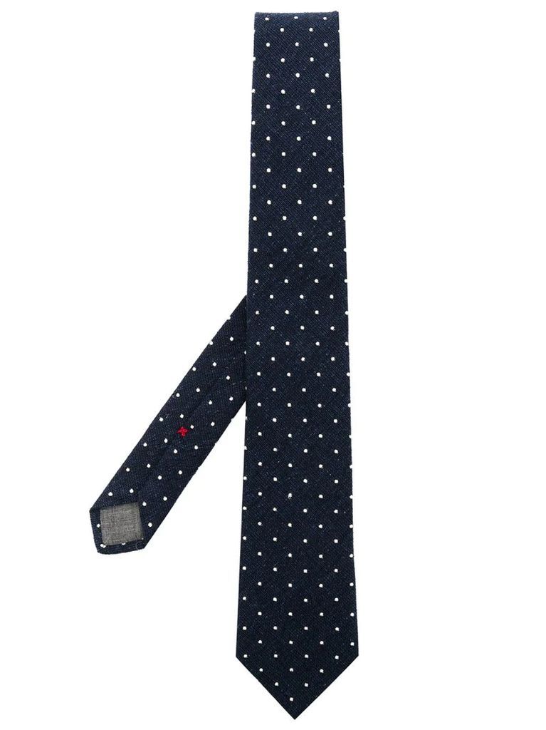 polka-dot pointed tie