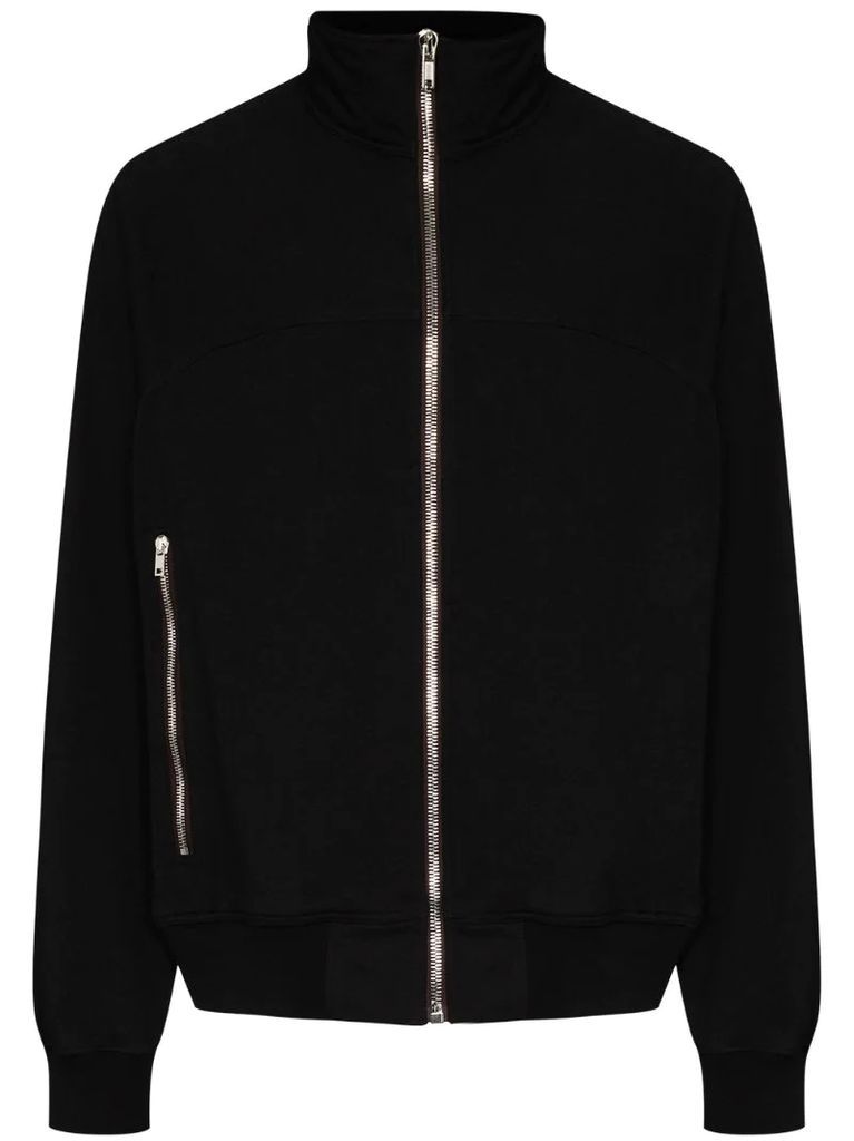 stand-collar zip-front sweatshirt