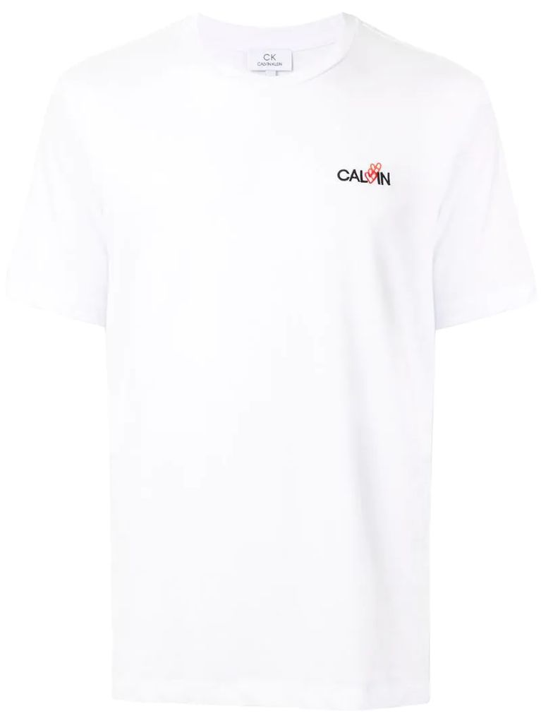 heart logo embroidered T-shirt