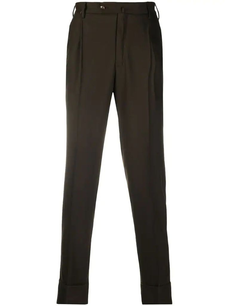 tapered wool blend trousers