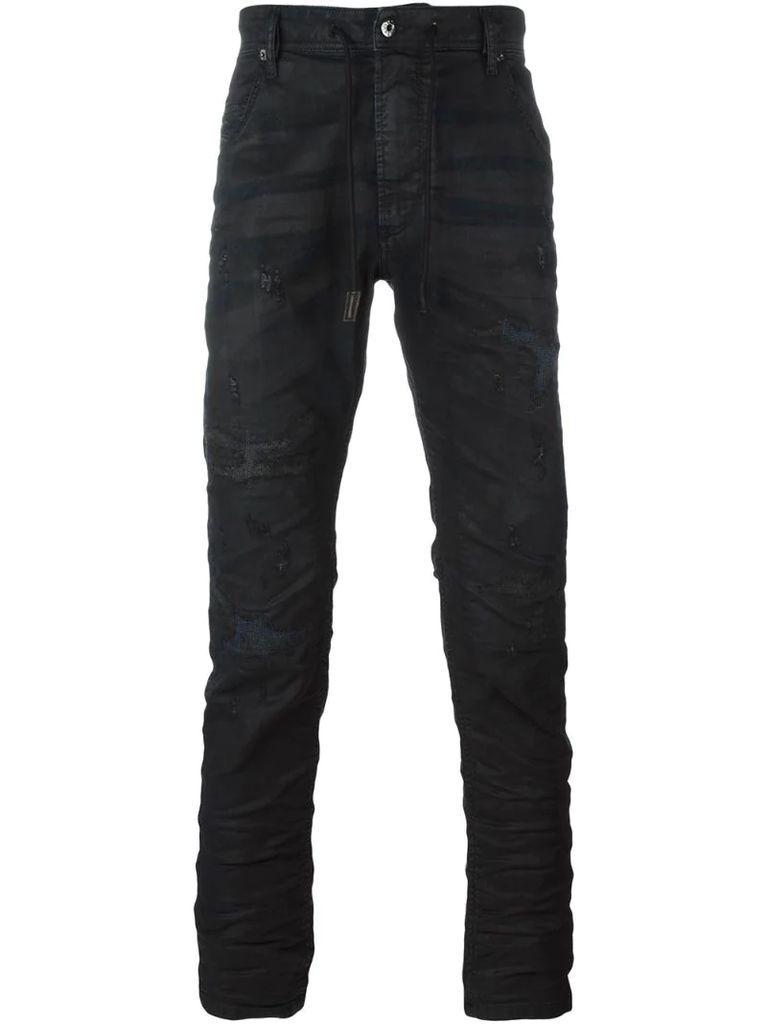 ruched-effect straight-leg jeans