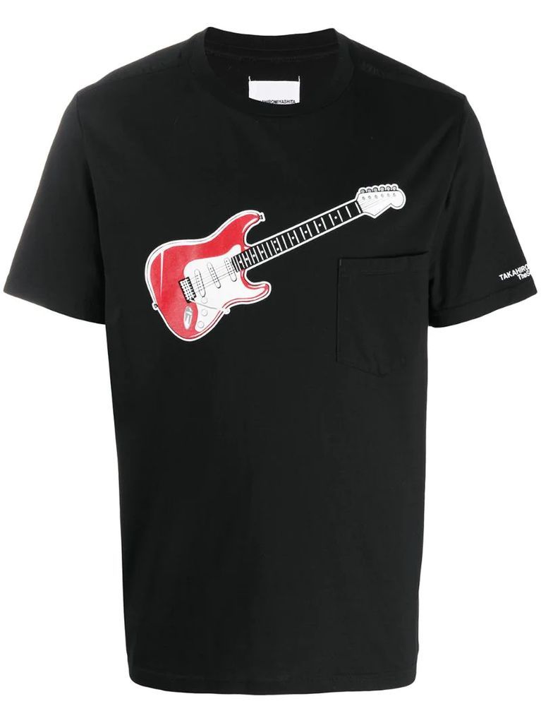 guitar print T-shirt