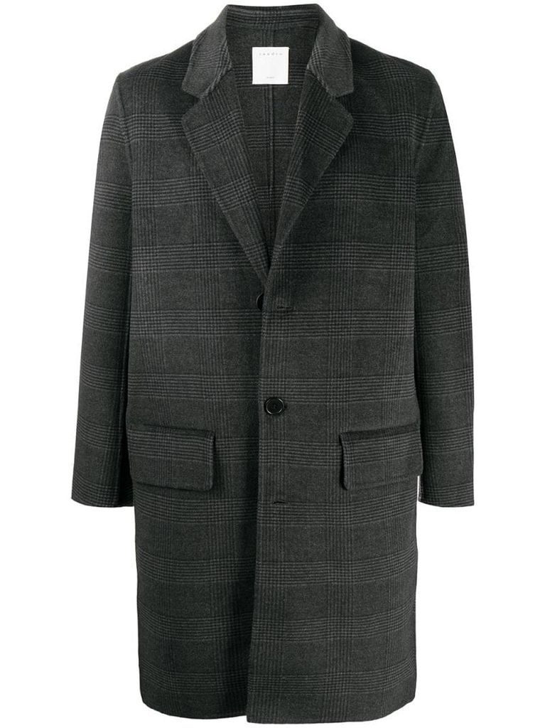 checked single-breasted coat