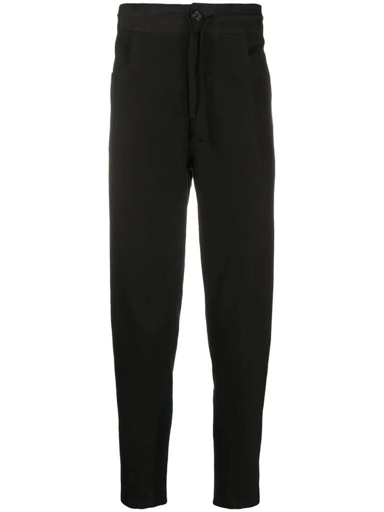 ribbed panel drawstring trousers