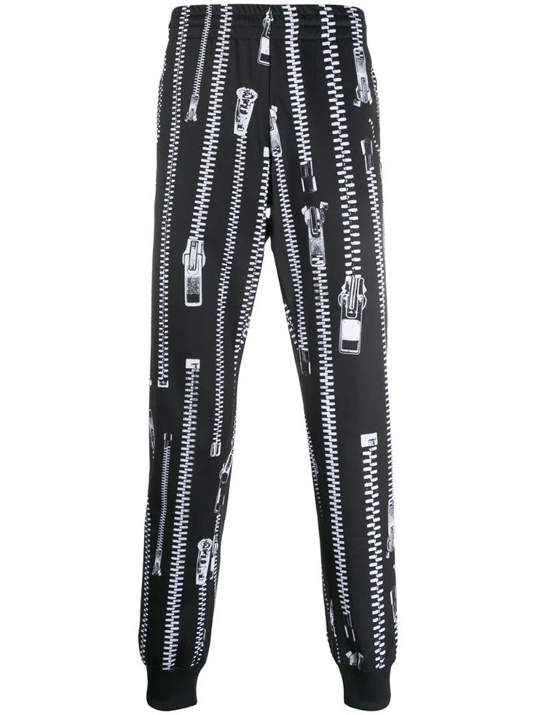 zip-print track pants