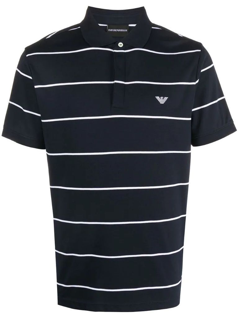 striped embroidered logo polo shirt