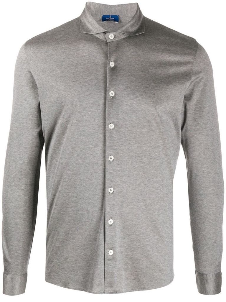 jersey cotton button-up shirt