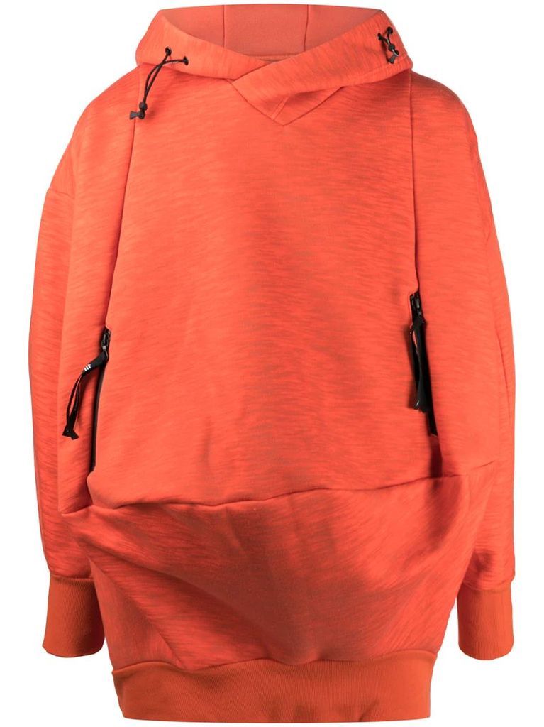 curve-seam oversized hooded sweatshirt